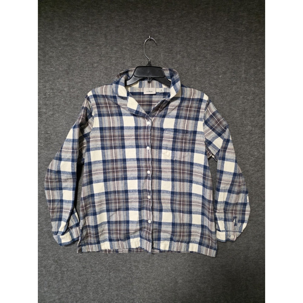 LL Bean 502584 Size Medium Mens Button Up Plaid Flannel Shirt